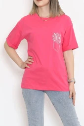 Baskılı Duble Kol Tişört Pembe - 16529.1567. - 1
