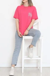 Baskılı Duble Kol Tişört Pembe - 16529.1567. - 2