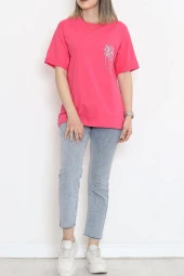 Baskılı Duble Kol Tişört Pembe - 16529.1567. - 3