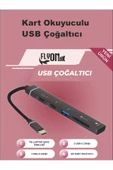 4 1 Otg- Usb Çoğaltıcı Hemde Kart Okuyuculu Usb Hub Telefon Tablet Için Type-c Girişli - 1