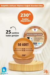 Dolphfin Yağlı Airfryer Fırın Fritöz Tepsi Pişirme Kızartma Kağıdı - Yuvarlak - 16 Cm. - 250 Adet thumbnail 3