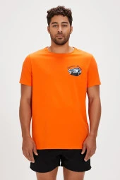 Bad Bear Dustin Baskılı Erkek Tişört 24.01.07.033 Turuncu thumbnail 1