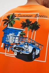 Bad Bear Dustin Baskılı Erkek Tişört 24.01.07.033 Turuncu thumbnail 5