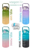 Vagonlife 2'li Ekonomik Motivasyon Matara Seti 1500 ml Büyük Boy 4 Farklı Renk Seçeneği FiftyFifty - 6