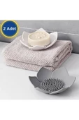 Sabunluk Lotus Tasarımlı Şık Sabunluk Katı Sabunluk Su Giderli Sabunluk SİYAH - 1