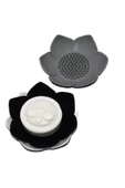 Sabunluk Lotus Tasarımlı Şık Sabunluk Katı Sabunluk Su Giderli Sabunluk SİYAH - 2