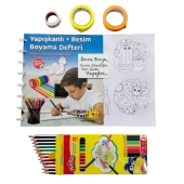 25x35 resim defteri boyama seti (önce boya sonra yapıştır ) 20 yapraklı + 12 renk kuru boya - 1
