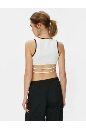 Crop Atlet Halter Yaka Baskılı Fitilli - 4
