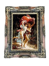 Aşkın Sıcaklığı Adlı İran Tebriz Halı Tablo 77x97cm - Duvar Halı Kilim Tablo thumbnail 1