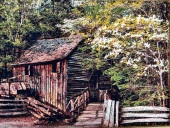 Ormandaki Kulübe Adlı İran Tebriz Halı Tablo 95x75cm - Duvar Halı Kilim Tablo - 2