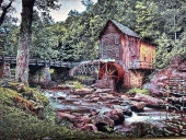 Saklı Değirmen Adlı İran Tebriz Halı Tablo 95x75cm - Duvar Halı Kilim Tablo thumbnail 2