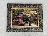 Ormandaki Kulübe Adlı İran Tebriz Halı Tablo 95x75cm - Duvar Halı Kilim Tablo - 9