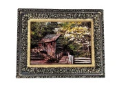 Ormandaki Kulübe Adlı İran Tebriz Halı Tablo 95x75cm - Duvar Halı Kilim Tablo - 1