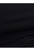 Uzun Kollu Crop Tişört U Yaka Drape Detaylı - 6