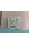 20x20 Resimli Tuval Çocuk Boyama Seti- Robot resimli 3 boya 1 fırça - 1