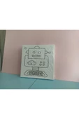 dudu ahşap 20x20 Resimli Tuval Çocuk Boyama Seti- Robot resimli 3 boya 1 fırça - 1