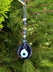 Cam Nazar Kötü Göz Kovucu Hand Made Ağaç Duvar Dekorasyonu Hasır Nazarlık Duvar Ağaç Ev Süsü - 1