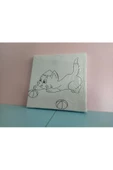 20x20 Resimli Tuval Çocuk Boyama Seti- Kedi resimli 3 boya 1 fırça - 1
