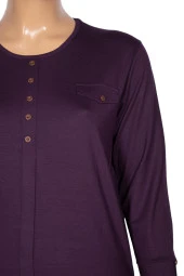 Cimariva Kadın Gaye Büyük Beden Süs Cep Kapaklı Mürdüm Bluz thumbnail 2