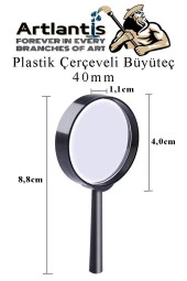 Büyüteç 40 mm 1 Adet 5x Plastik Sap Çerçeveli Büyüteç Merçek Okul Büro Ofis - 1