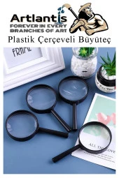 Büyüteç 40 mm 1 Adet 5x Plastik Sap Çerçeveli Büyüteç Merçek Okul Büro Ofis - 3