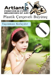 Büyüteç 90 mm 1 Adet 5x Plastik Sap Çerçeveli Büyüteç Merçek Okul Büro Ofis - 5