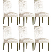 Ipek Kadife 6'lı Sandalye Kılıfı Likralı Lastikli Kadife Sandalye Örtüsü (6 ADET) - Krem thumbnail 1