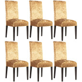Ipek Kadife 6'lı Sandalye Kılıfı Likralı Lastikli Kadife Sandalye Örtüsü (6 ADET) - Gold thumbnail 1