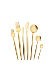 Jüpiter 84 Parça 12 Kişilik Premium Kutulu Çatal Kaşık Bıçak Takımı Matte Gold - 1