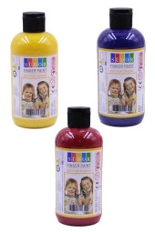 Parmak Boyası 250 Gr 3 Adet Çocuklar İçin Yıkanabilir Parrmak Boya Südor Okul Hobi Kreş Etkinlik Kırmızı Sarı Mavi - 1