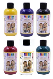 Parmak Boyası 250 Gr 6 Adet Çocuklar İçin Yıkanabilir Parmak Boya Südor Okul Hobi Kreş Etkinlik Kırmızı Sarı Mavi Yeşil - 1