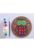 AHŞAP MANDALA 20x20 cm DAİRE MDF üzerine UV baskı modeller- DESENLİ BAYKUŞ Mandala Set Boyama - 1