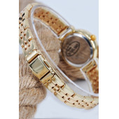 Altın Gold Renk Kordon Altın Renk Kadran Şık Taş Detay Genç Kız Kadın Kol Saati SU-583 - 2