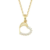 14 Ayar Taşlı Kalp Altın Kolye 1,72 gr thumbnail 1