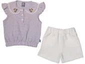 NAZAR ÇİÇEK NAKIŞLI YAKALI PÖTÜKAR KIZ ÇOCUK TAKIM - 1