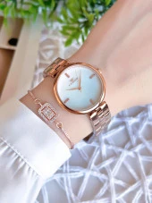 Ferro Rose/Gold Renk Kararmaz Renk Atmaz 3 Atm  Özel Tasarım Kadın Kol Saati EFL21100C thumbnail 2