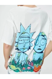 Rick and Morty Tişört Arkası Baskılı Kısa Kollu Bisiklet Yaka Pamuklu Lisanslı - 4