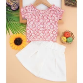 NAZAR PAPATYA DESENLİ DOKUMA ŞORTLU KIZ ÇOCUK TAKIM thumbnail 3