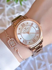 Ferro Rose/Gold Renk Kararmaz Renk Atmaz 3 Atm  Özel Tasarım Kadın Kol Saati EFL21925C thumbnail 1