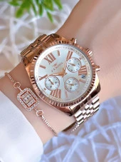 Ferro İç Fonksiyonları Aktif Rose/Gold Renk Kararmaz Renk Atmaz 3 Atm Kadın Kol Saati EFL41172C thumbnail 1