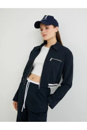 Bomber Ceket Fermuarlı Ribanalı Cepli - 1