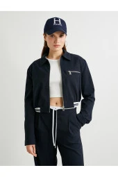 Bomber Ceket Fermuarlı Ribanalı Cepli - 3