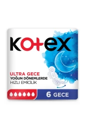 Kotex Ultra Gece 6'lı Paket Hijyenik Ped Yoğun Dönemlerde Hızlı Emicilik - 2