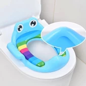 Kurbağa Model Çocuk-bebek Yanlardan Tutmalı Yumuşak Süngerli Klozet Kapağı Mavi - 2