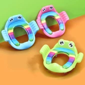 Kurbağa Model Çocuk-Bebek Yanlardan Tutmalı Yumuşak Süngerli Klozet Kapağı Adaptörü Mavi - 9