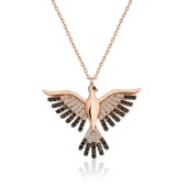 Gümüş Rose Zümrüd-ü Anka Kuşu Bayan Kolye thumbnail 1