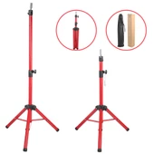 Kuaför Eğitim Mankeni İçin Metal Tripod - Kırmızı + Taşıma Çantası - 1