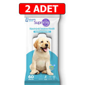 Supreme hipoalerjenik temizleme mendili 2x60adet evcil hayvan kedi köpek temizleme ıslak mendili thumbnail 1