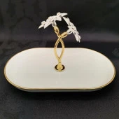 BROŞ 25X15 CM KULPLU OVAL PORSELEN SERVİS ALTIN - 2