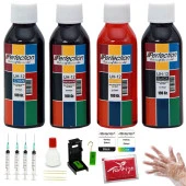 Hp , Canon 2 Kartuşlu Yazıcı Üniversal Aparatlı Mürekkep Dolum Seti 4x100 ml. - 1